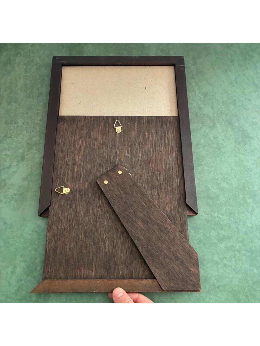 Vintage Dark Wood 8x10 Picture Frame Sliding Back Easel Wall Hanging - Picture 5 of 7